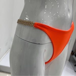 New orange chain swim bottom large
